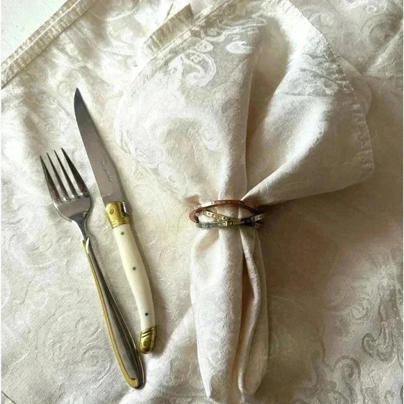 Ralph Lauren ivory damask dinner napkins set of 10 extra large formal 20” X 20” - Picture 10 of 13